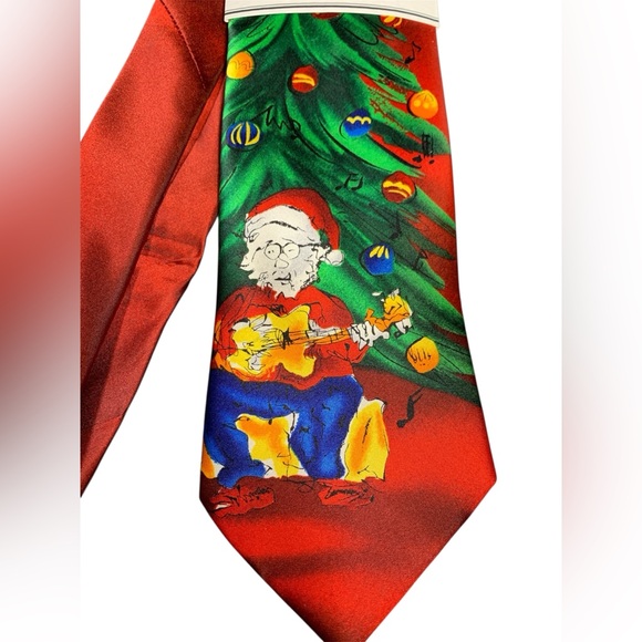 Jerry Garcia Merry Christmas 56 Collection NECKTIE TIE Silk Tree Santa Guitar - Picture 9 of 12